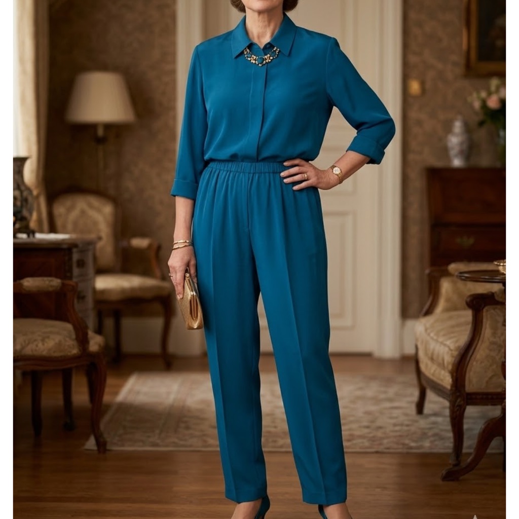 Vintage Teal Two Piece Sets Pants And Blouse Women’s Size 22w